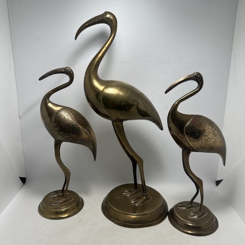 Vintage brass heron birds - brass, 3