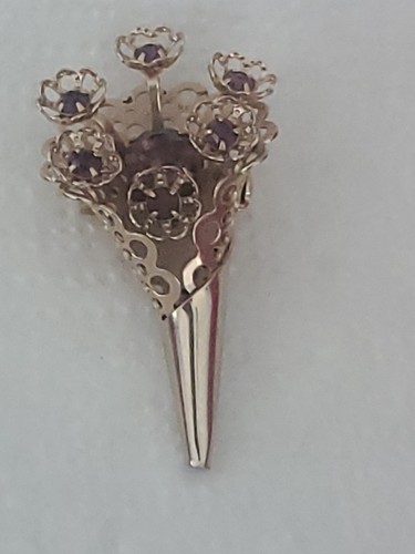 Vntg cornucopia brooch pin - cornucopia,