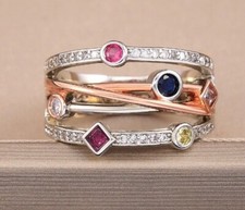 Silver Rose gold 4 level ring