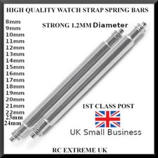 2x 1.2MM dia Strong Watch Strap Spring Bars Pins -8-TO 24Mm