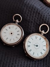 Two Antique Silver Ladies Pocket Watches For Parts Or Repair - See Images