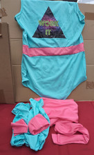 Workout Costume Sportswear Fitness Exercise Bodysuit Blue Leotard Leggings