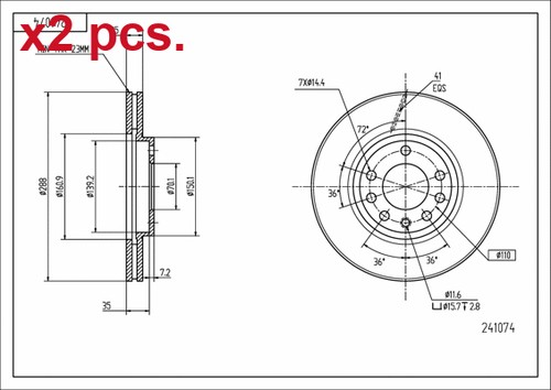 Pcs front rear brake disc - pcs,