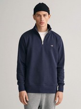 GANT Mens Evening Blue Shield Half Zip Sweatshirt