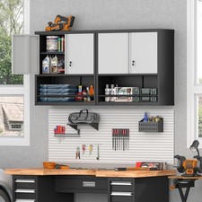 Wall-Mounted Kitchen Pantry Cabinet Metal Storage Cabinet w/Adjustable Shelves