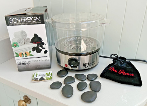 Hot towel and spa stones - and,