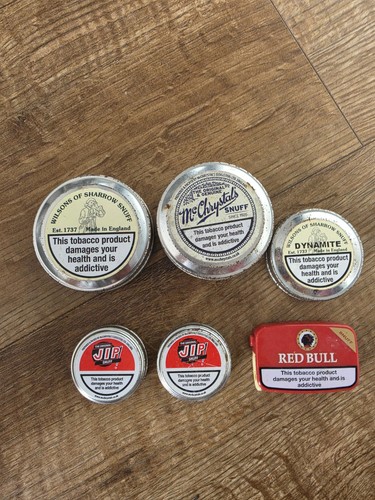 Vintage snuff tins - snuff, lotx6