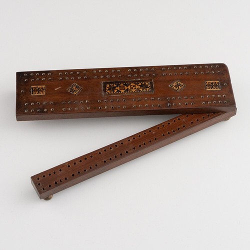 Tunbridge ware cribbage board - cribbage,