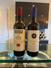 Bolgheri Sassicaia & Tignanello 2010 empty Super Tuscan wine bottles