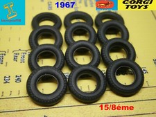 12 BLACK CORGI TOYS 15/8MM LIGHT STREAK TIRES 1967 REF/418/222/308 ......