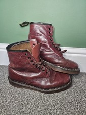 Vintage Dr. Martens 1460 Boots Cherry Red / Oxblood Leather Made in England UK 6