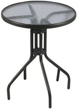 60cm Metal Patio Table Heavy Duty Glass Outdoor Portable Round Garden Decor
