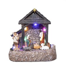 Christmas Nativity Set Scene Jesus Crib Figures Xmas Lights Up LED Decorations