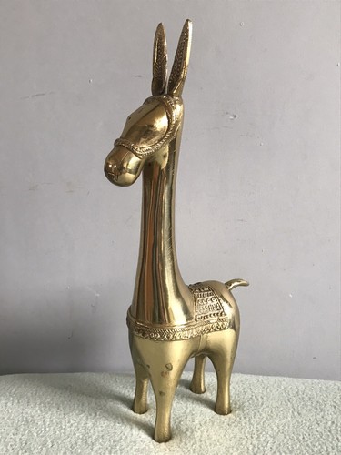 Tall solid brass donkey - tall,