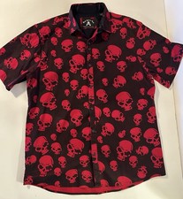 Rock Roll n Soul Men's SS Skull Shirt Helter Skelter in Red XL Rockstar Clothing