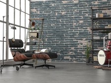 Painted Brick PHOTO WALLPAPER Premium WALL MURAL 368x248cm grey black non-woven