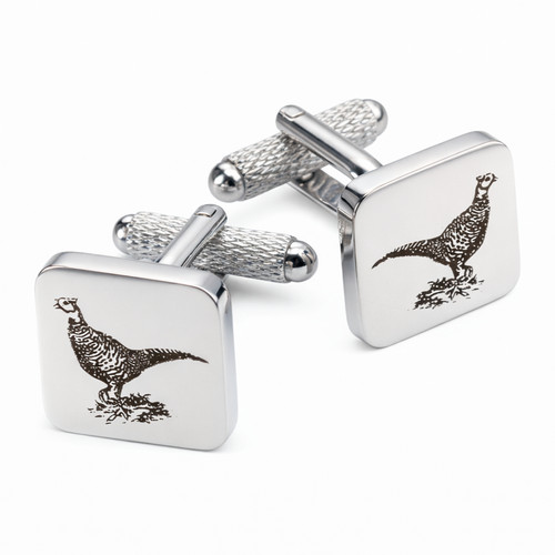 Pheasant cufflinks onyx art - cufflinks,