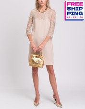 TWIN SET SIMONA BARBIERI Cady Shift Dress Size S Lace Part 3/4 Sleeve