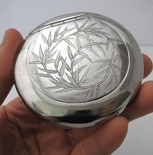 Chinese Export Heavy Solid Silver Snuff Tobacco Vesta Case Squeeze Box Wang Hing