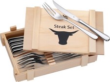 GENUINE WMF Steak Besteck 12 Pieces Cutlery Set With Wooden Box