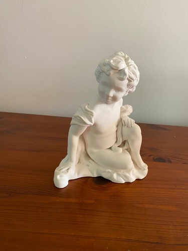 Plaster cherub figurine marked - figurine,