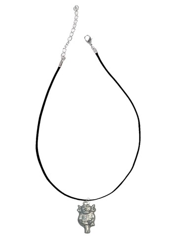 Black cord necklace - black, **