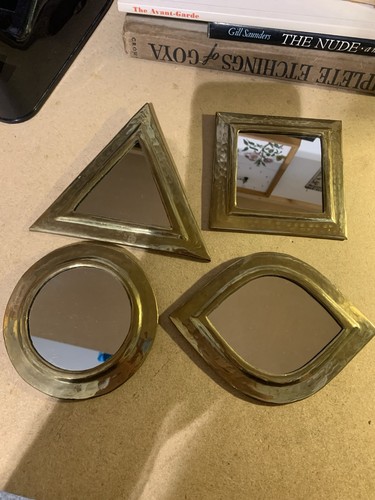 Set four small brass edged - set, of