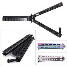 3 Colours New Metal Practice Balisong Butterfly Comb Cool Sports Tool UK