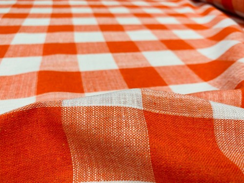 Gingham linen checked cotton - linen,