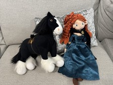 Disney Store Brave Merida Soft Toy Doll & Angus Horse Plush Soft Toy