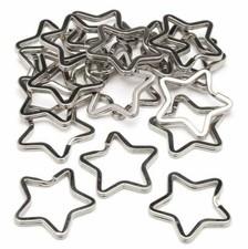 34mm Silver Metal Split Rings Star Shaped Keyring Jump Hoop Loop Key Keys Ring