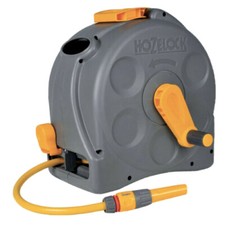 Hozelock Compact Hose Pipe Wall Mounted Reel 2-in-1 with 25m Hose Garden 2415