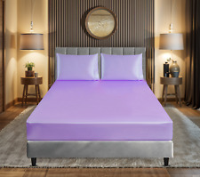 3 PCS Luxury Silky Satin Sheet Set – 40cm Extra Deep Fitted Sheet & Pillowcases.