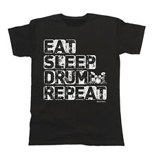 Eat Sleep Drum Repeat  T-Shirt Mens Drummer Music Drumming Band Gear Eco