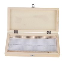 50PCS Biology Glass Prepared Microscope Slides Specimens Wooden Slide Storage