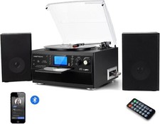 Bluetooth Vinyl Record Player,5 in 1 Music Centre, Turntable with CD, Cassette