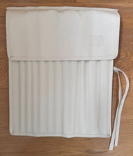 SET OF 19 METAL KNITTING NEEDLES IN H&S UK CREAM LEATHER CASE SIZES 2 -8