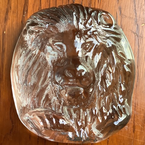 Crystal lion paperweight - crystal,