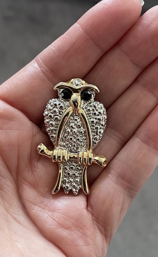 Vintage owl brooch gold - vintage,