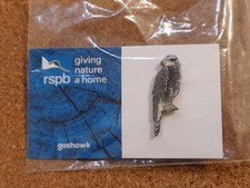 RSPB GOSHAWK GNAH BLUE Card FR BACK Charity Pin Badge