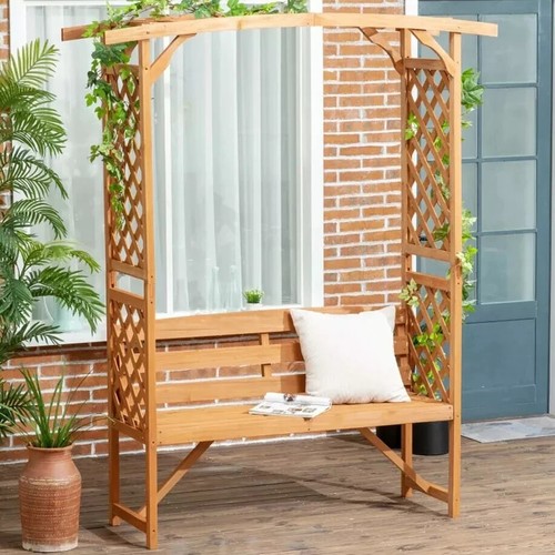 Wooden garden arbour bench - garden,