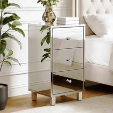Mirrored Bedside Table Cabinet