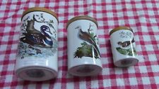 Portmeirion birds of Britain storage jar x 3 duck dove Linnet large medium small