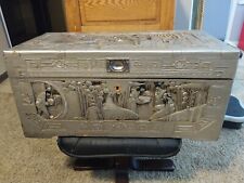 VINTAGE CHINESE CAMPHOR ORIENTAL CARVED WOOD Chest SAMPY CHEST OF WEALTH 1930s 