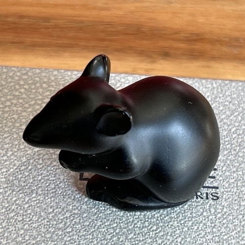 Lalique black glass mouse - lalique,