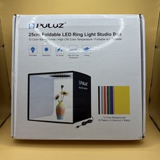 PULUZ - 25cm Foldable LED Ring Light Studio Box - 12 Colour Backgrounds