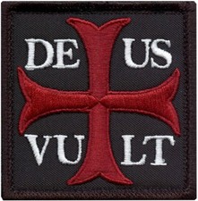 Knights Templar Patch Deus Vult God Wills Christian Cross Crusader Shield Badge
