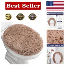 Elegant Microfiber Toilet Lid Cover - Adjustable, Machine Washable 17.5" x 15"
