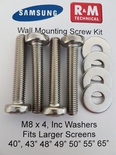 Long Wall Mount Screws Kit M8 for Samsung 2015-2019, LED , QLED 40" and Larger