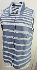 Myrine Antwerp Jolie Blouse Top Size Medium Grey Striped Designer Sleeveless  